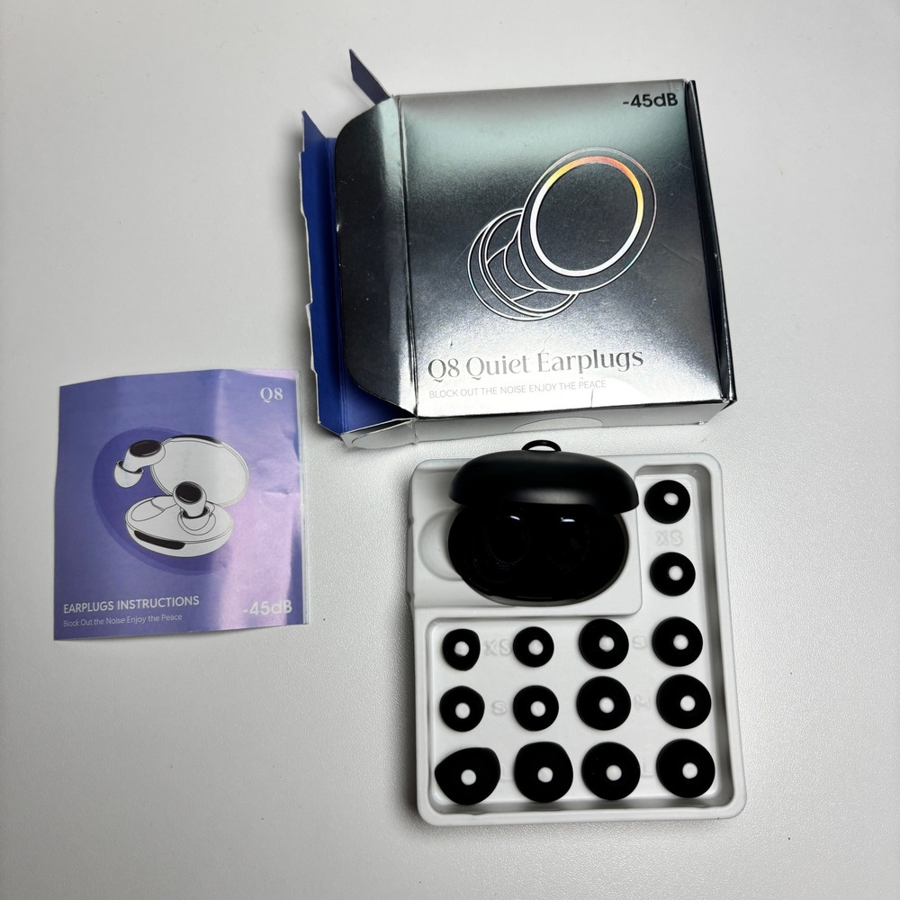 Q8 Quiet Earplugs -45dB Noise Reduction for Sleep and Hearing Protection Black - Picture 2 of 3